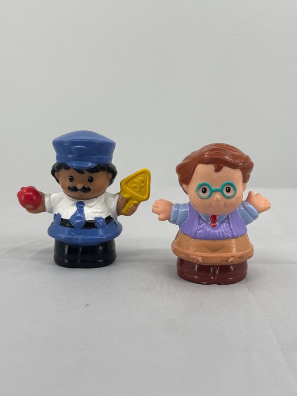Vtg Fisher Price Little People Lot Dad Glasses & Crossing Guard Toy Figures